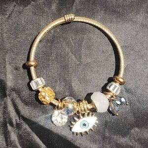 Evil Eye Bangle Charm Bracelet with Eye Pendant